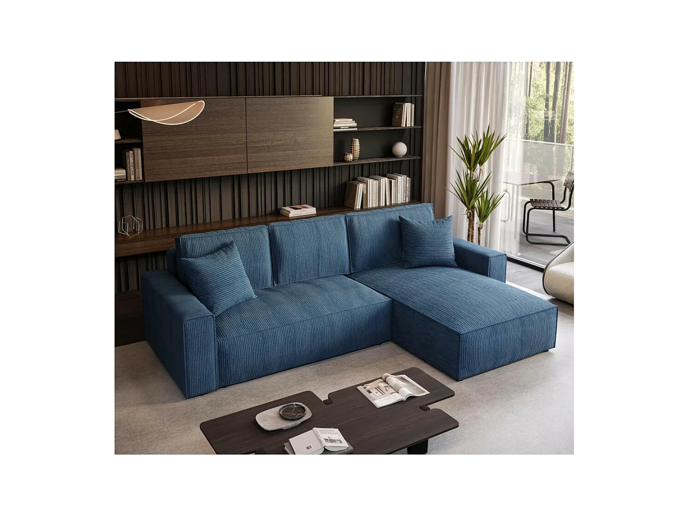 Hoekbank Parys L donkerblauw