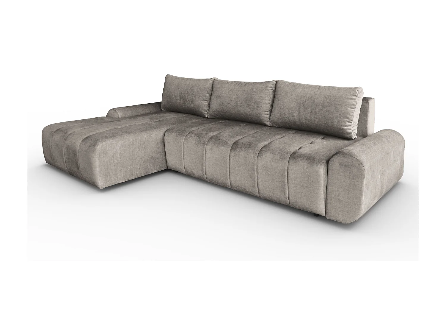 Ecksofa Costa L - mit Schlaffunktion & Bettkasten – Stoff Vogue in Cappuccino, Ottomane links