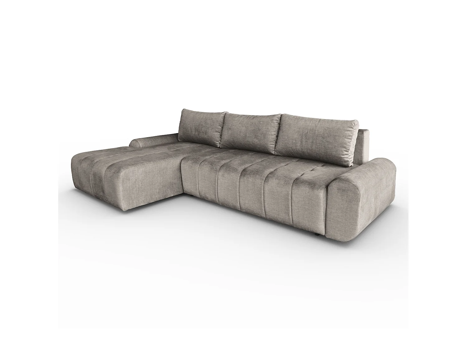 Ecksofa Costa L - mit Schlaffunktion & Bettkasten – Stoff Vogue in Cappuccino, Ottomane links