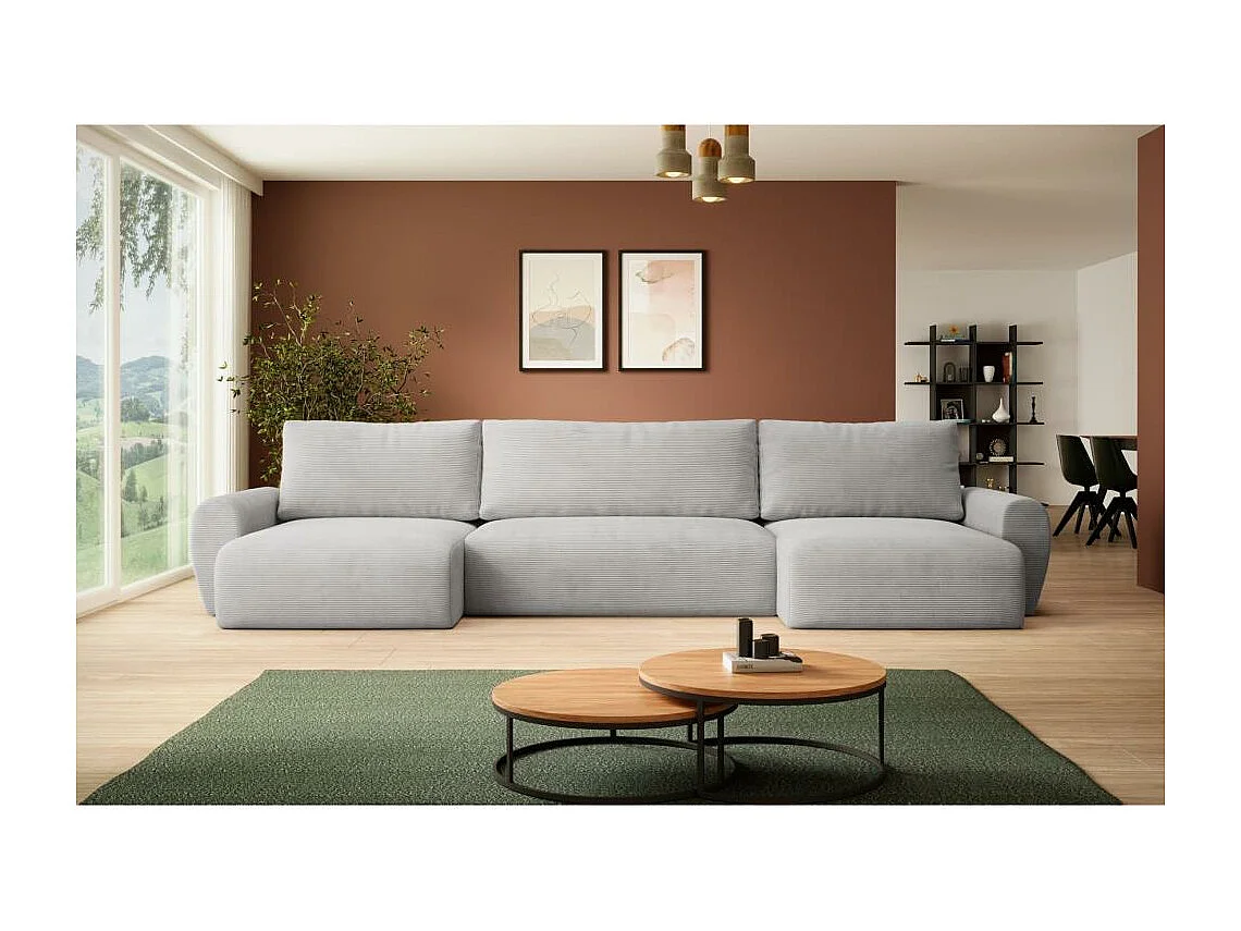 WOHNLANDSCHAFT mit Schlaffunktion Poss U hellgrau