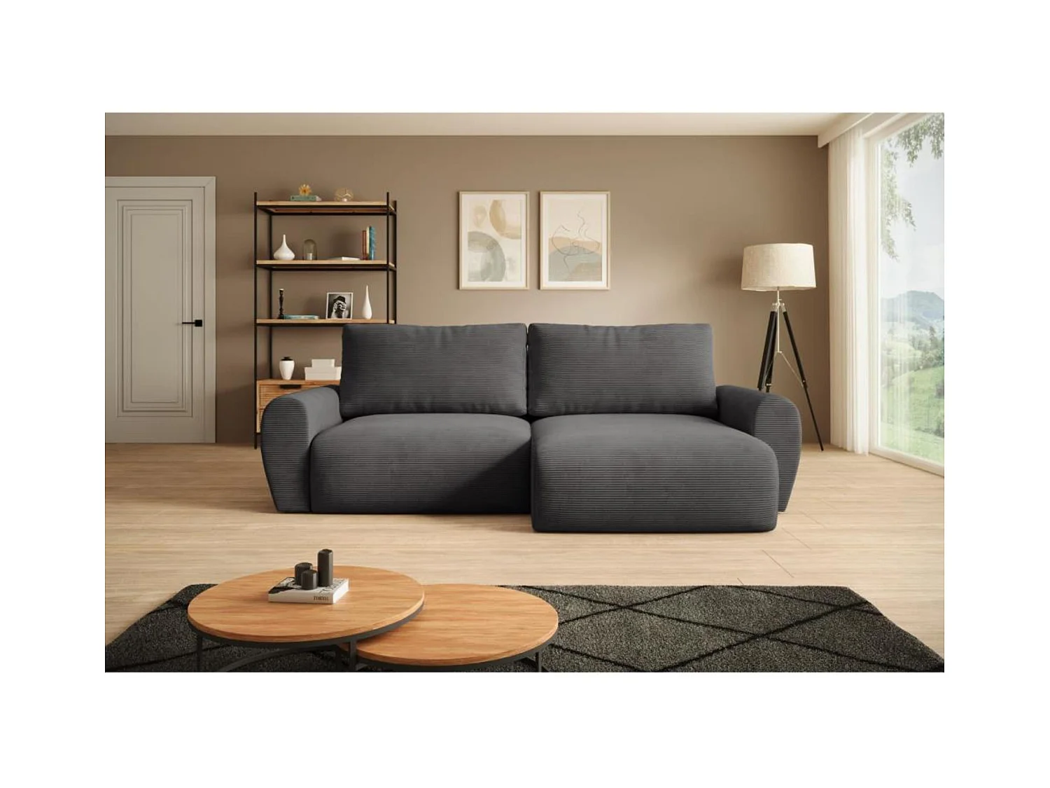 Hoekslaapbank Poss L donkergrijs rechts