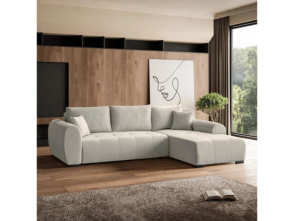 Hoekslaapbank Diana met bedlade beige rechts