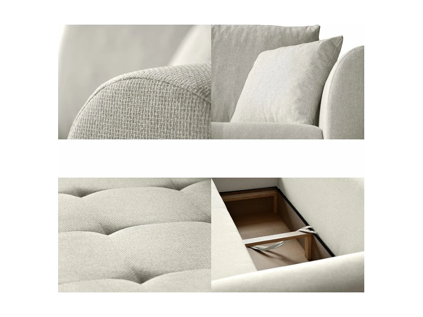 Hoekslaapbank Diana met bedlade beige rechts