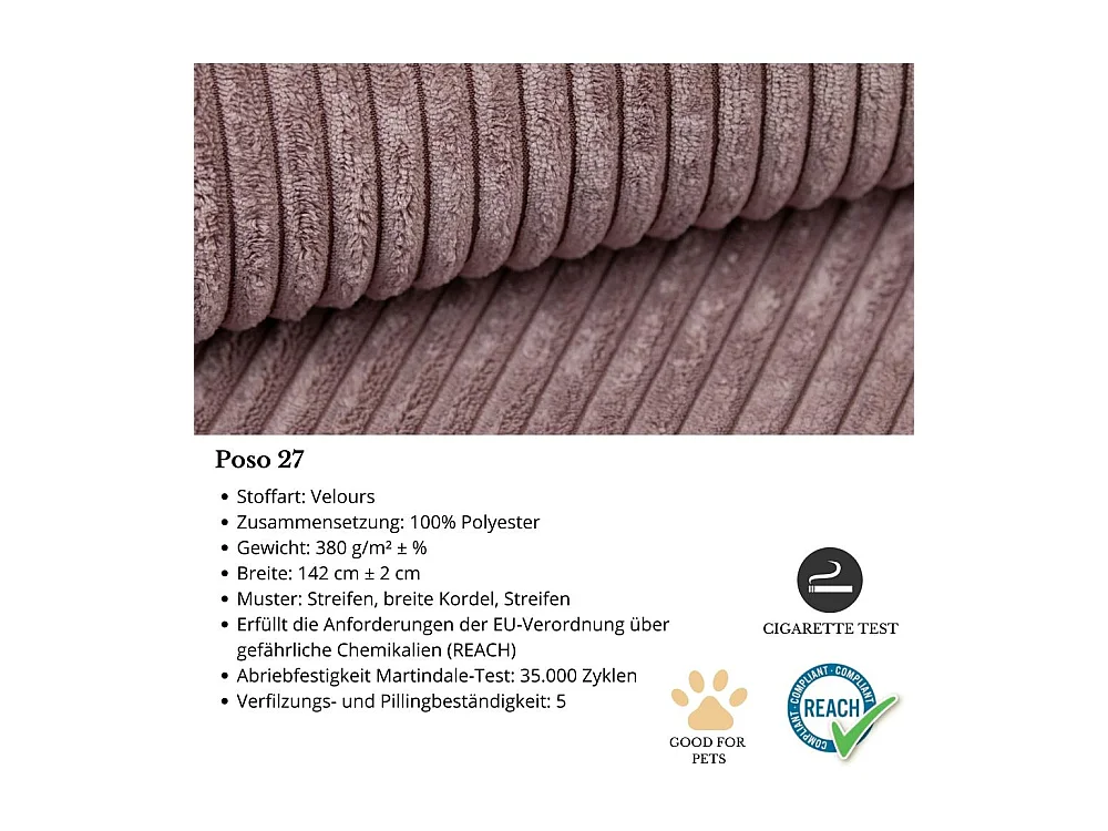 ECKSOFA Parys L Rosa