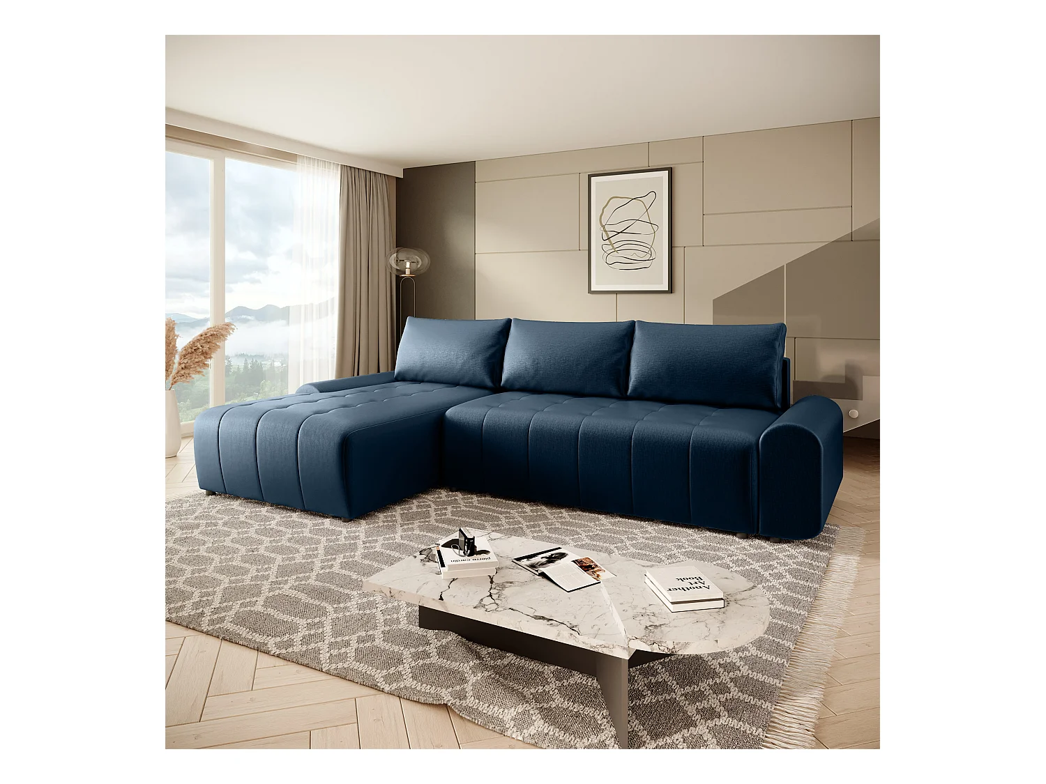 ECKSCHLAFSOFA Costa L Dunkelblau links