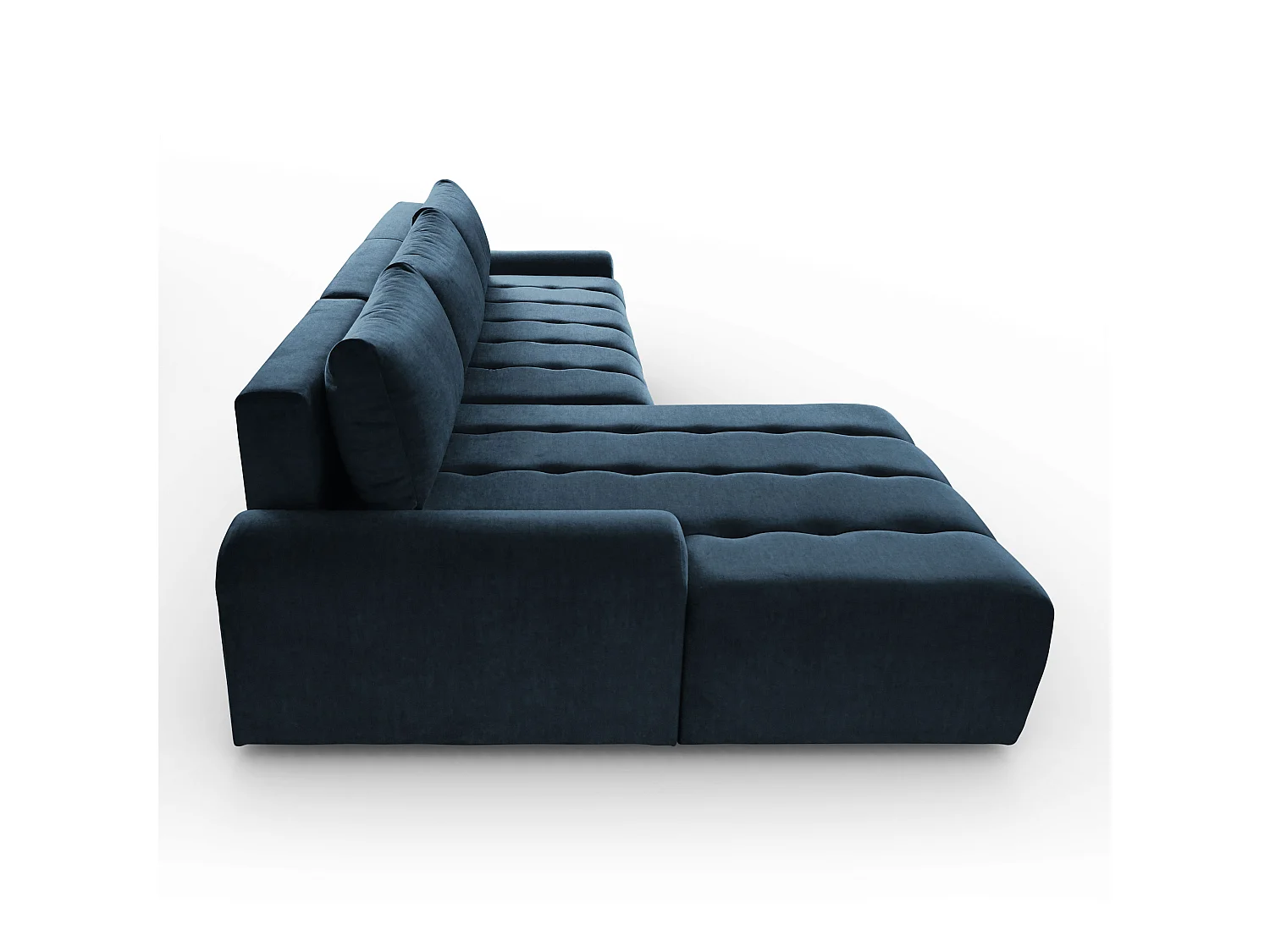 Ecksofa Costa L - mit Schlaffunktion & Bettkasten – Stoff Vogue in Blau, Ottomane links