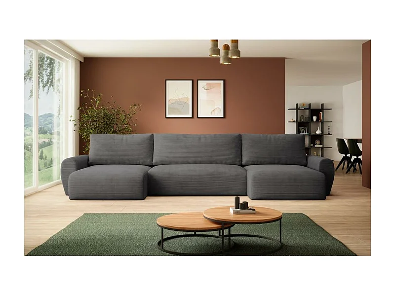 CANAPE avec fonction sommeil Poss U gris foncé