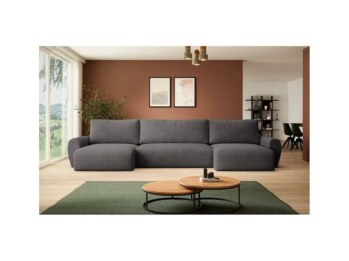 CANAPE avec fonction sommeil Poss U gris foncé