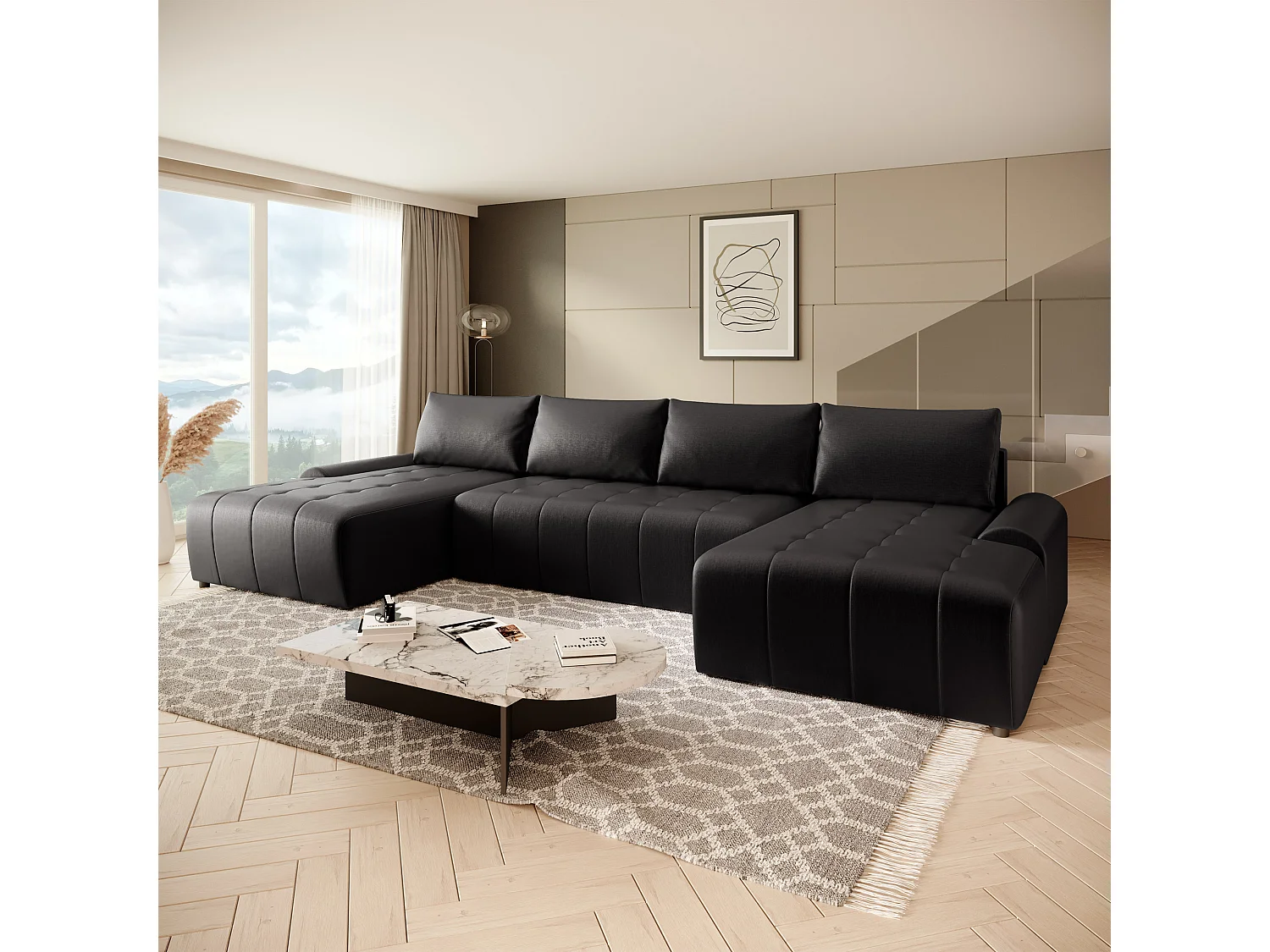 WOHNLANDSCHAFT Costa U Schwarz