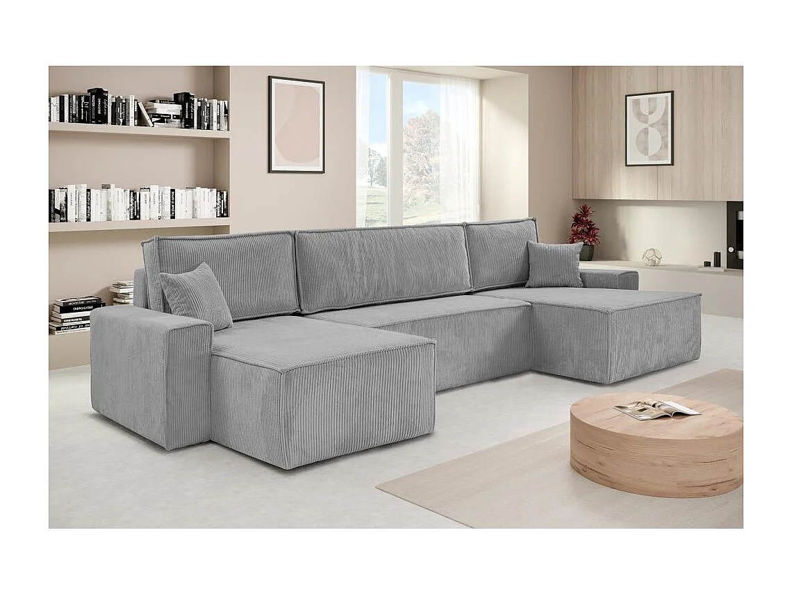 CANAPE Hektor U avec fonction sommeil gris clair