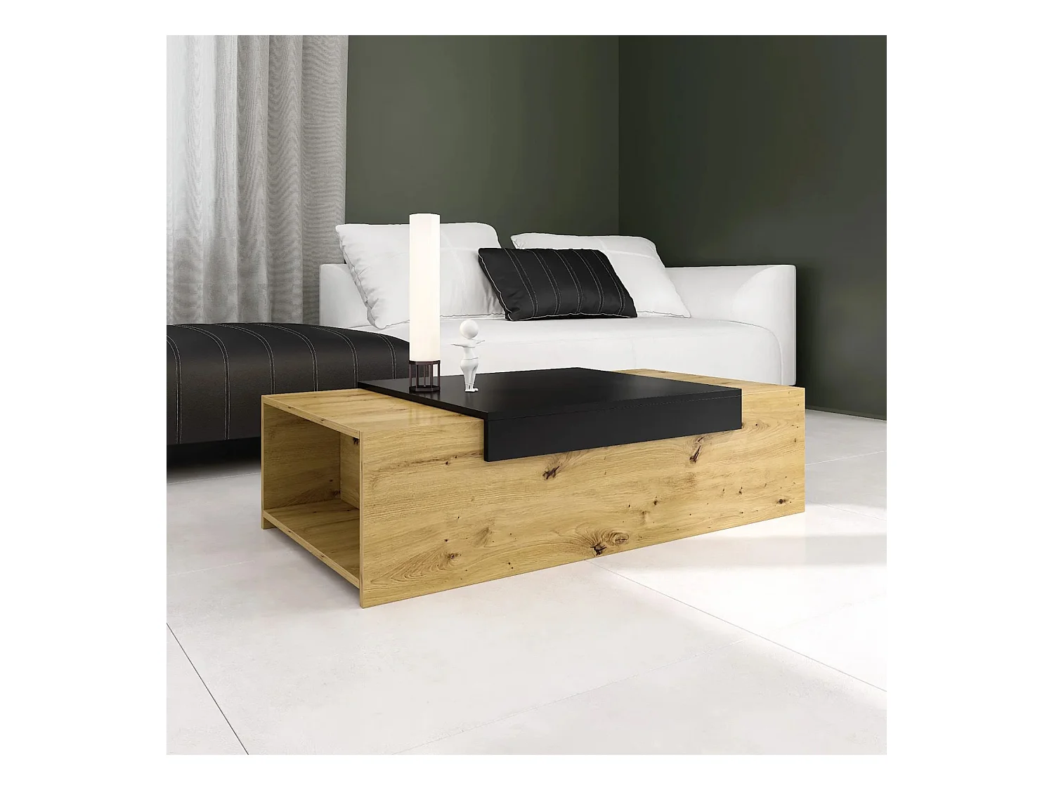 Couchtisch - Spanplatte - Eiche & schwarz - TRAGI