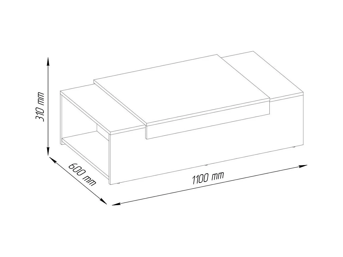Couchtisch - Spanplatte - Eiche & schwarz - TRAGI