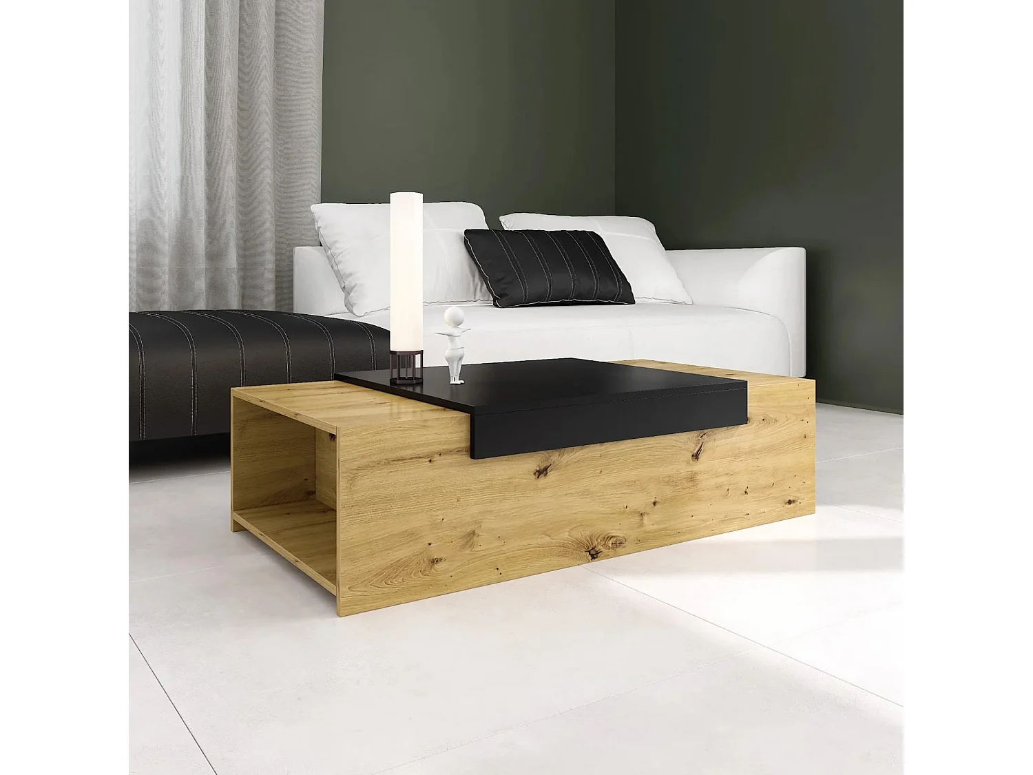 Salontafel - spaanplaat - eiken & zwart - TRAGI