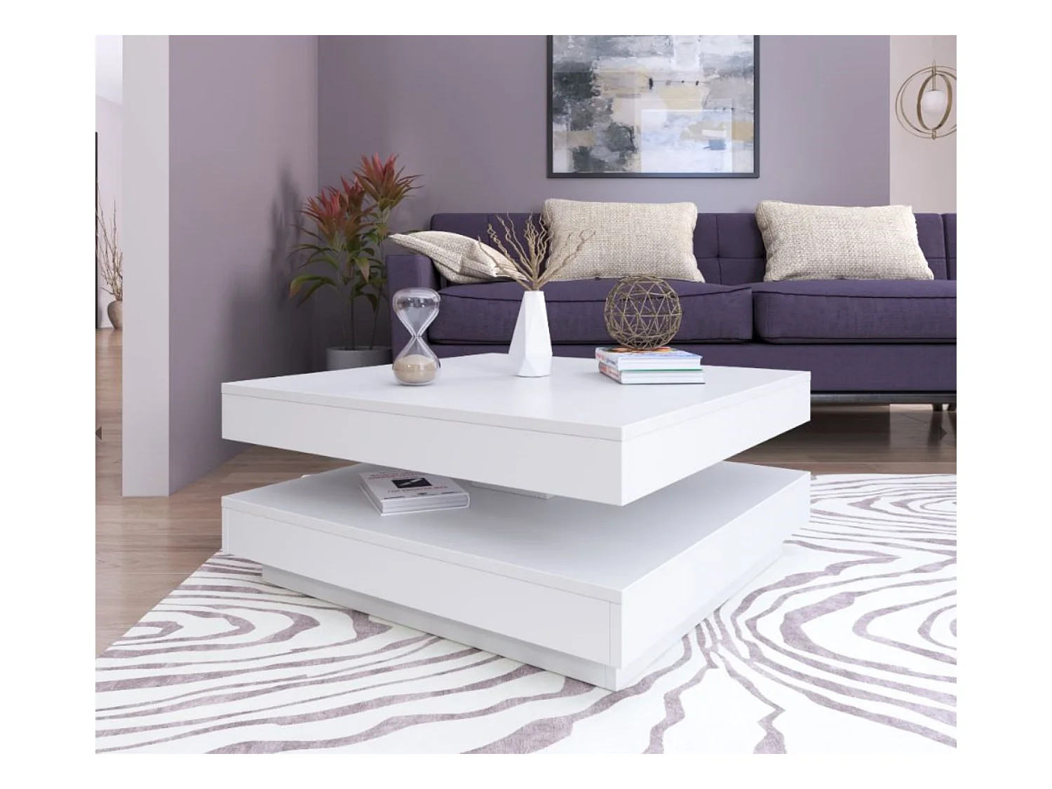 Stolik kawowy - płyta wiórowa - biały - LORIA