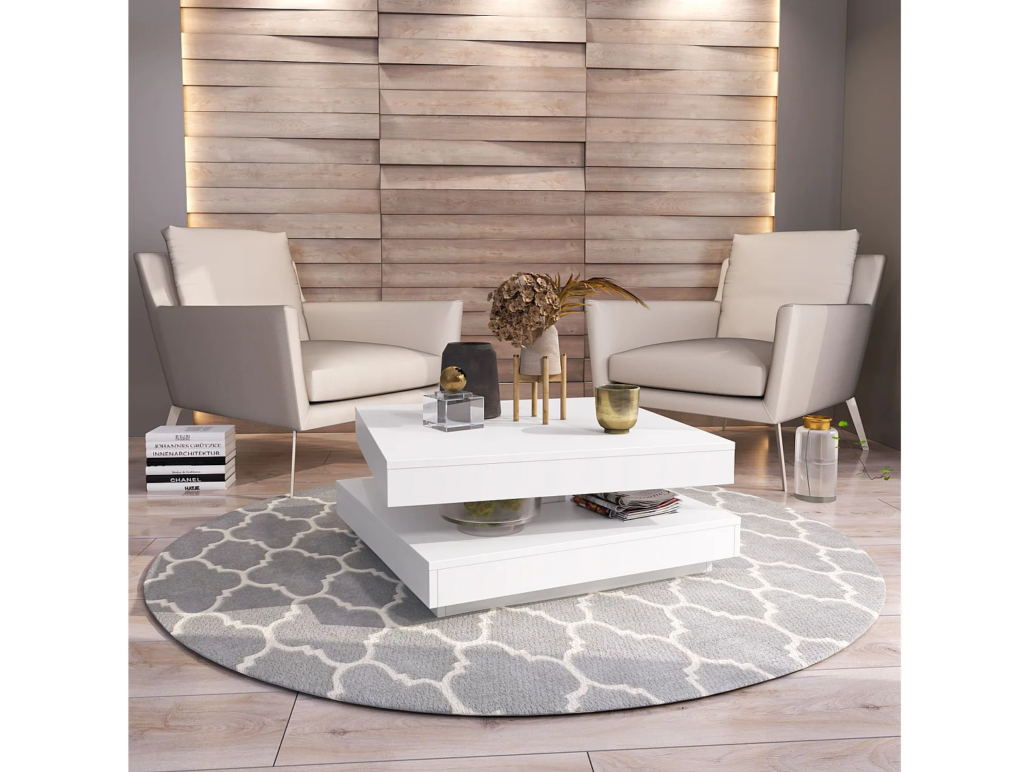 Table basse - aggloméré - blanc - LORIA