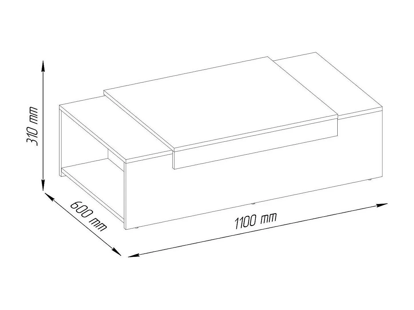 Stolik kawowy - płyta wiórowa - dąb i ciemny szary - TRAGI