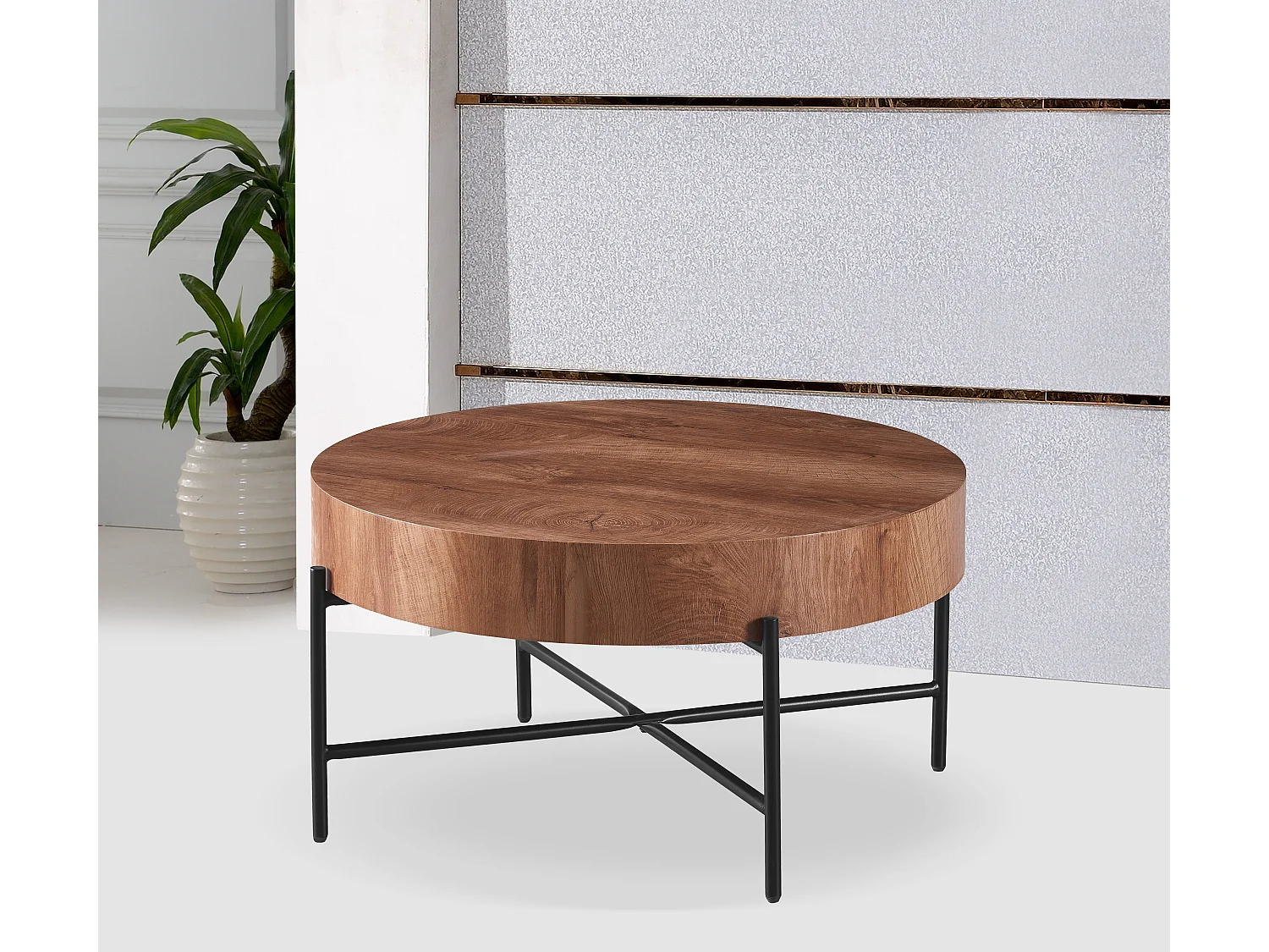 Tavolino - MDF e metallo - Marrone - MAKI