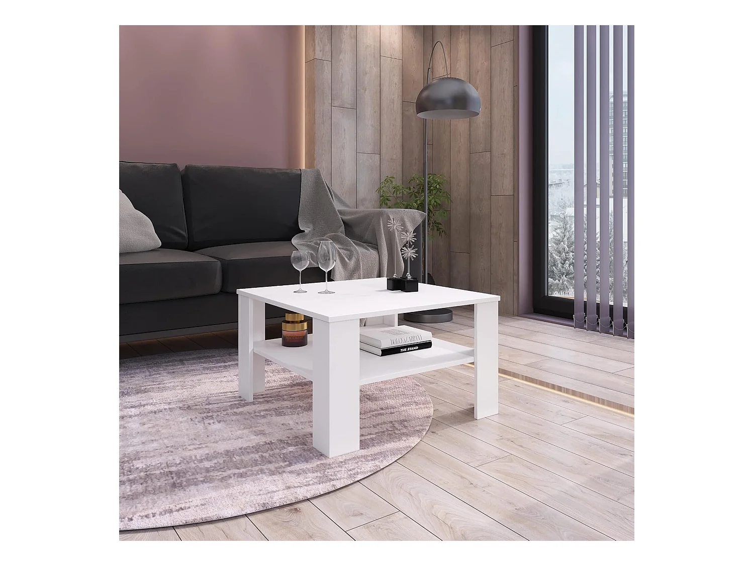 Stolik kawowy - płyta wiórowa - biały - ENVIRO