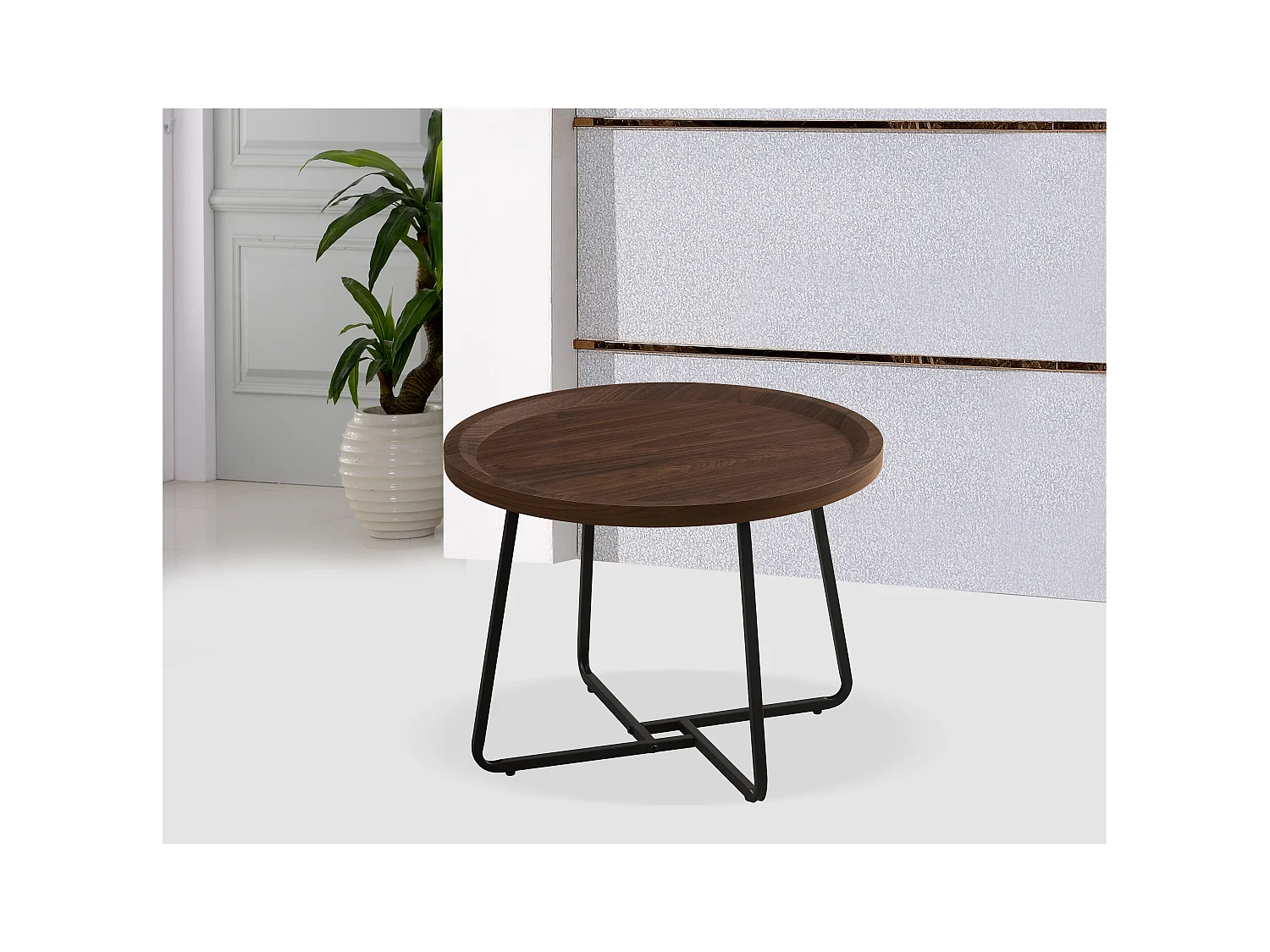 Table basse - MDF et métal - marron foncé - LIMO