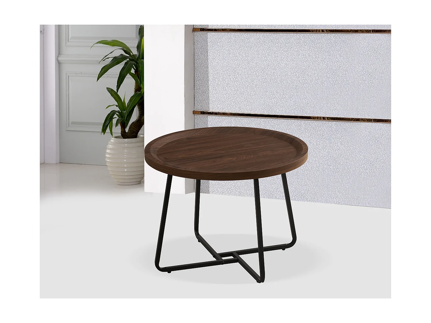 Table basse - MDF et métal - marron foncé - LIMO