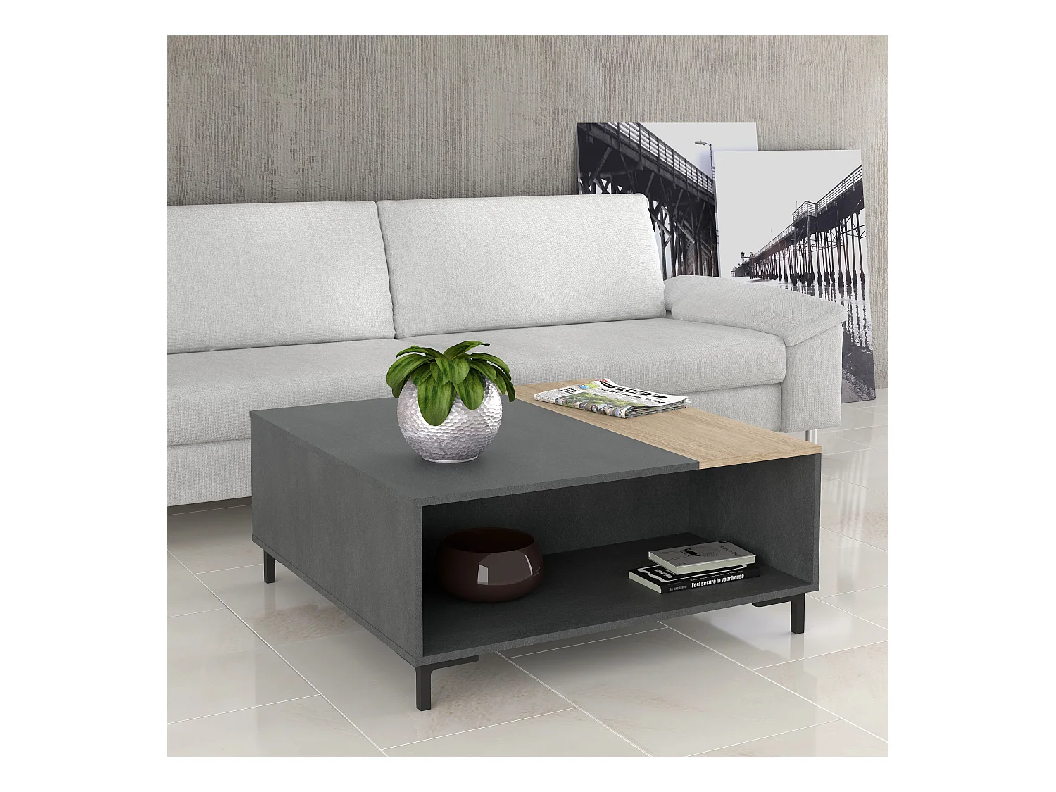 Table basse - MDF - Sonoma & Ciment - GALACTIQUE