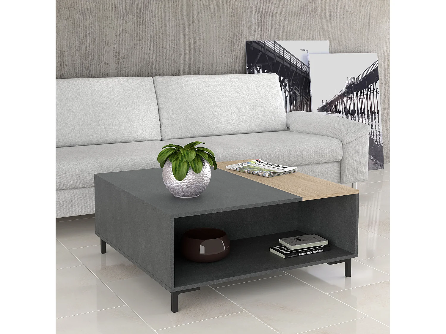 Salontafel - MDF - Sonoma & Cement - GALACTIQUE