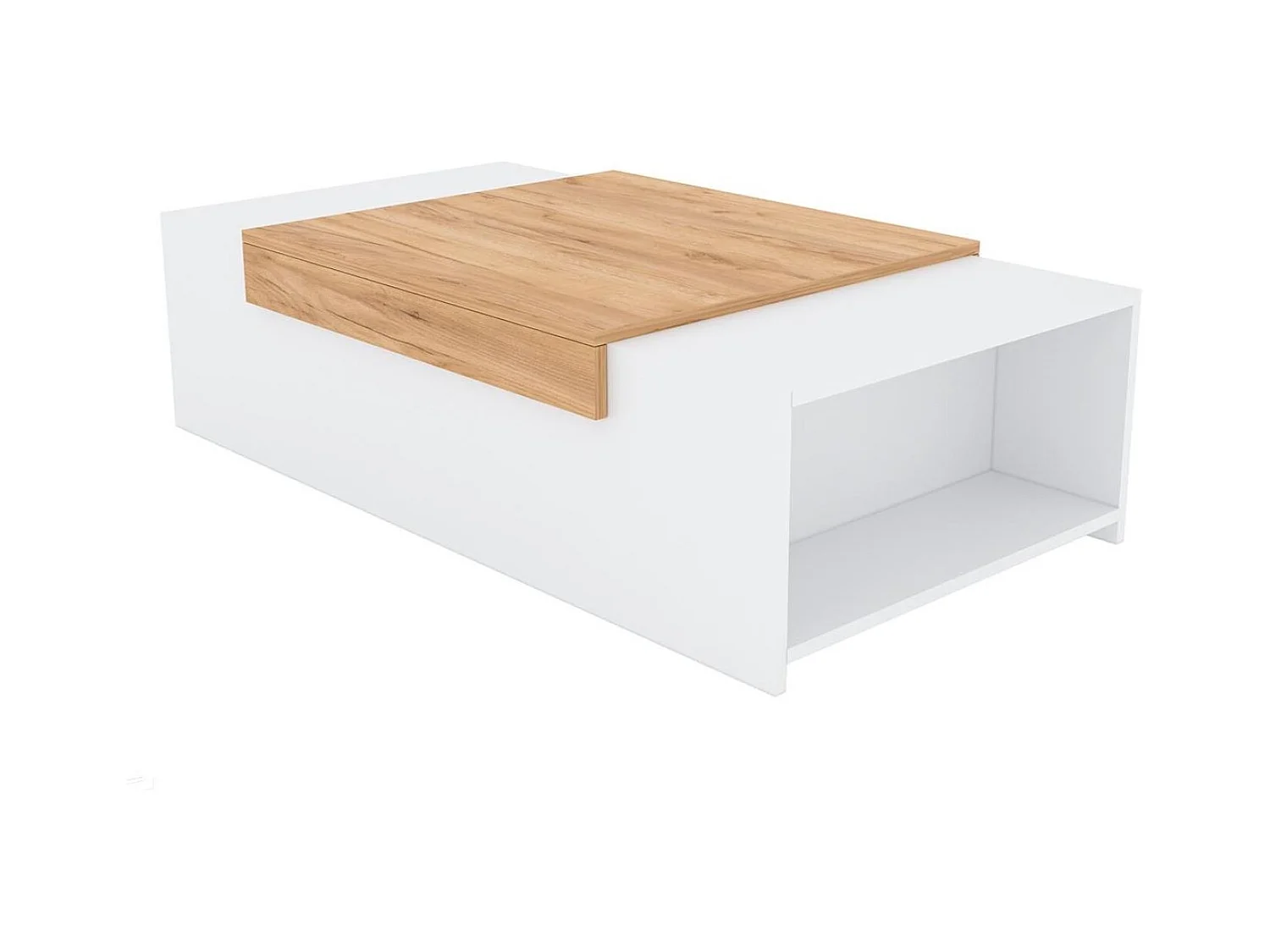 Stolik kawowy - płyta wiórowa - biały i dąb - TRAGI