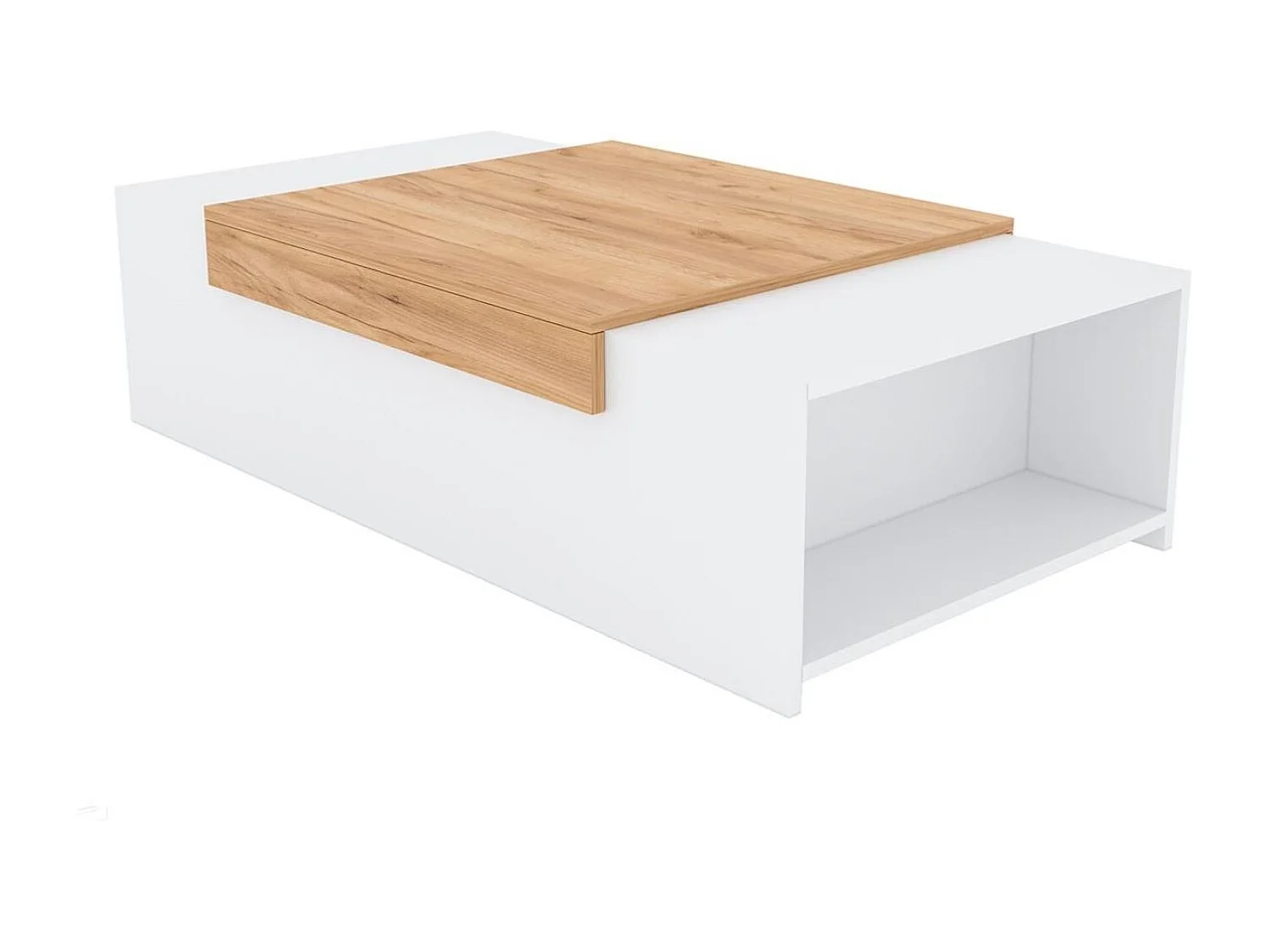 Stolik kawowy - płyta wiórowa - biały i dąb - TRAGI