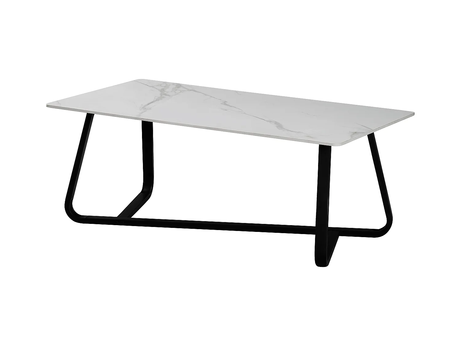 Stolik kawowy - ceramiczny - biało-złoty - SORAL