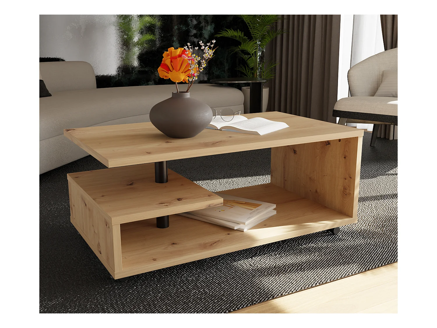 Table basse - MDF - Chêne - BAILEY