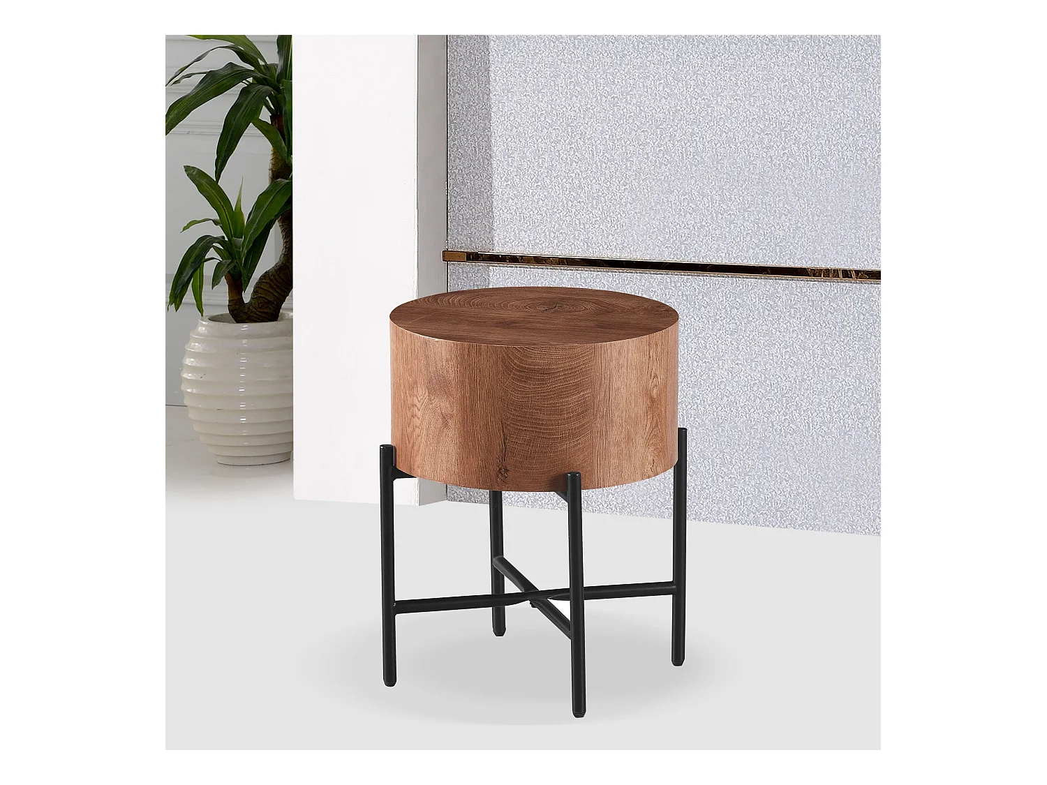 Stolik kawowy - MDF i metal - Brązowy - MAKINA