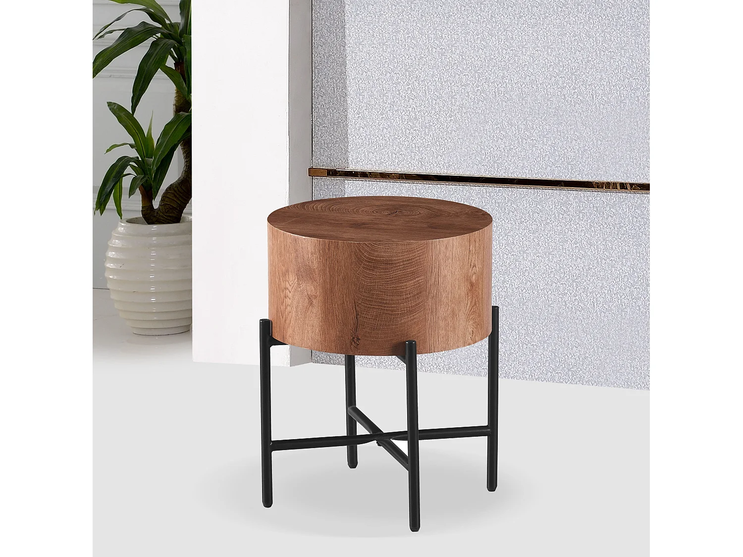 Table basse - MDF et métal - Marron - MAKINA