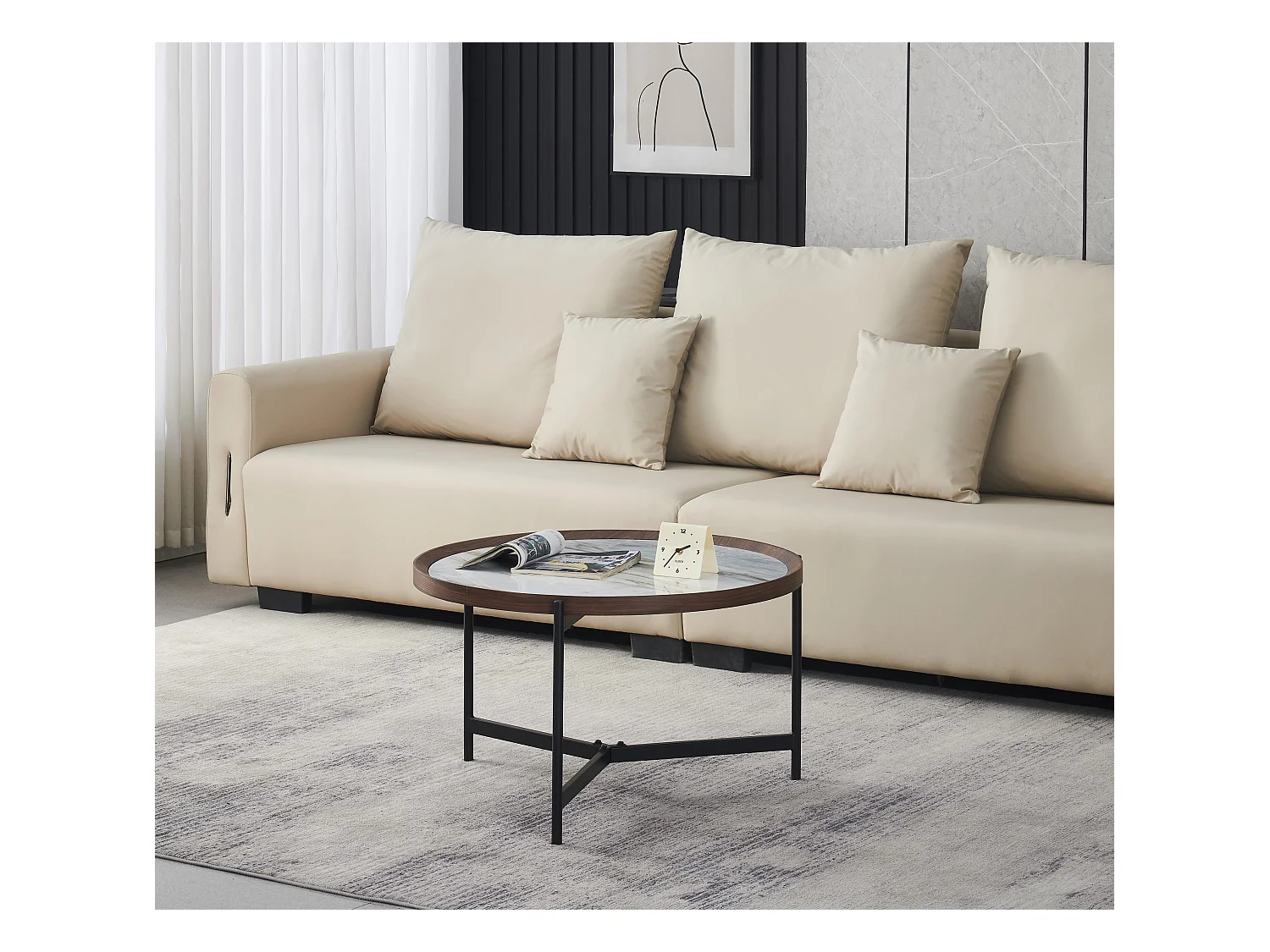 Table basse - céramique - blanc et bleu - NOVAS