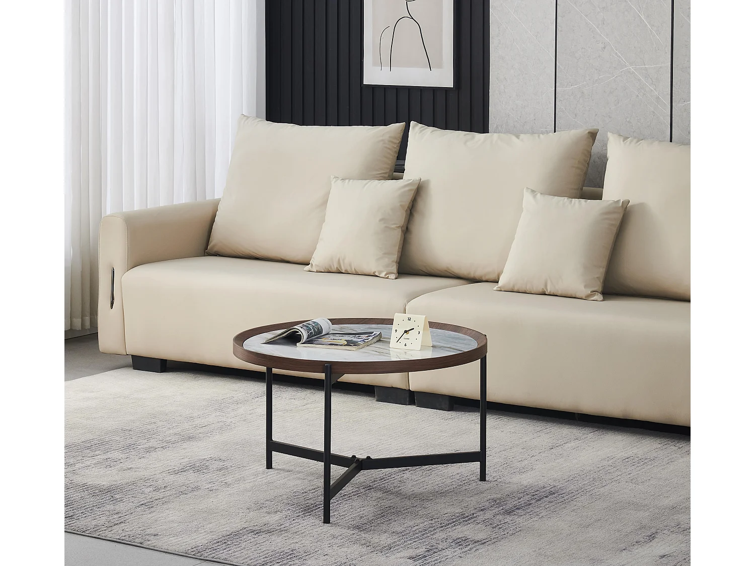 Table basse - céramique - blanc et bleu - NOVAS