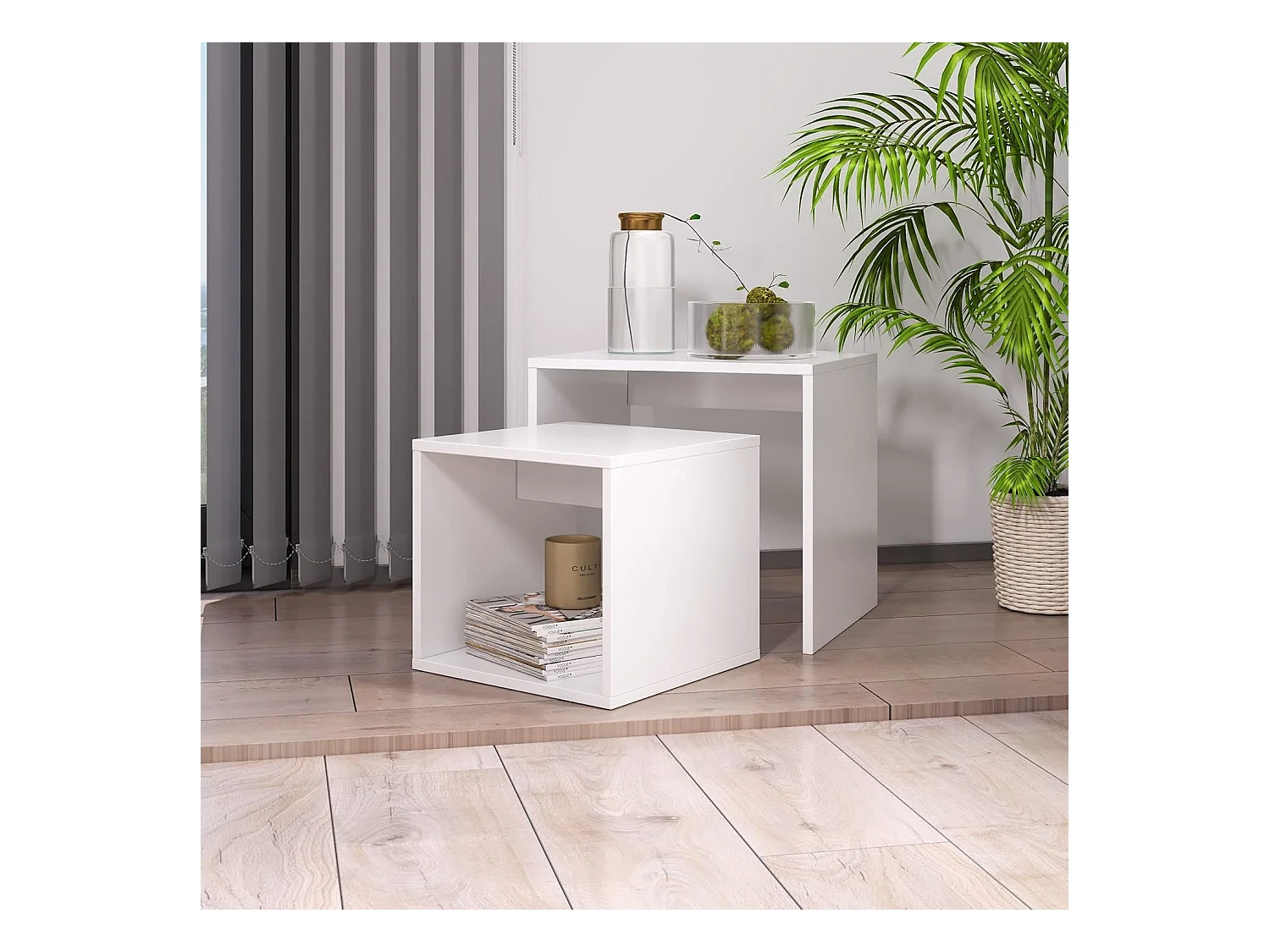 Stolik kawowy - płyta wiórowa - biały - BOLZANO 2X