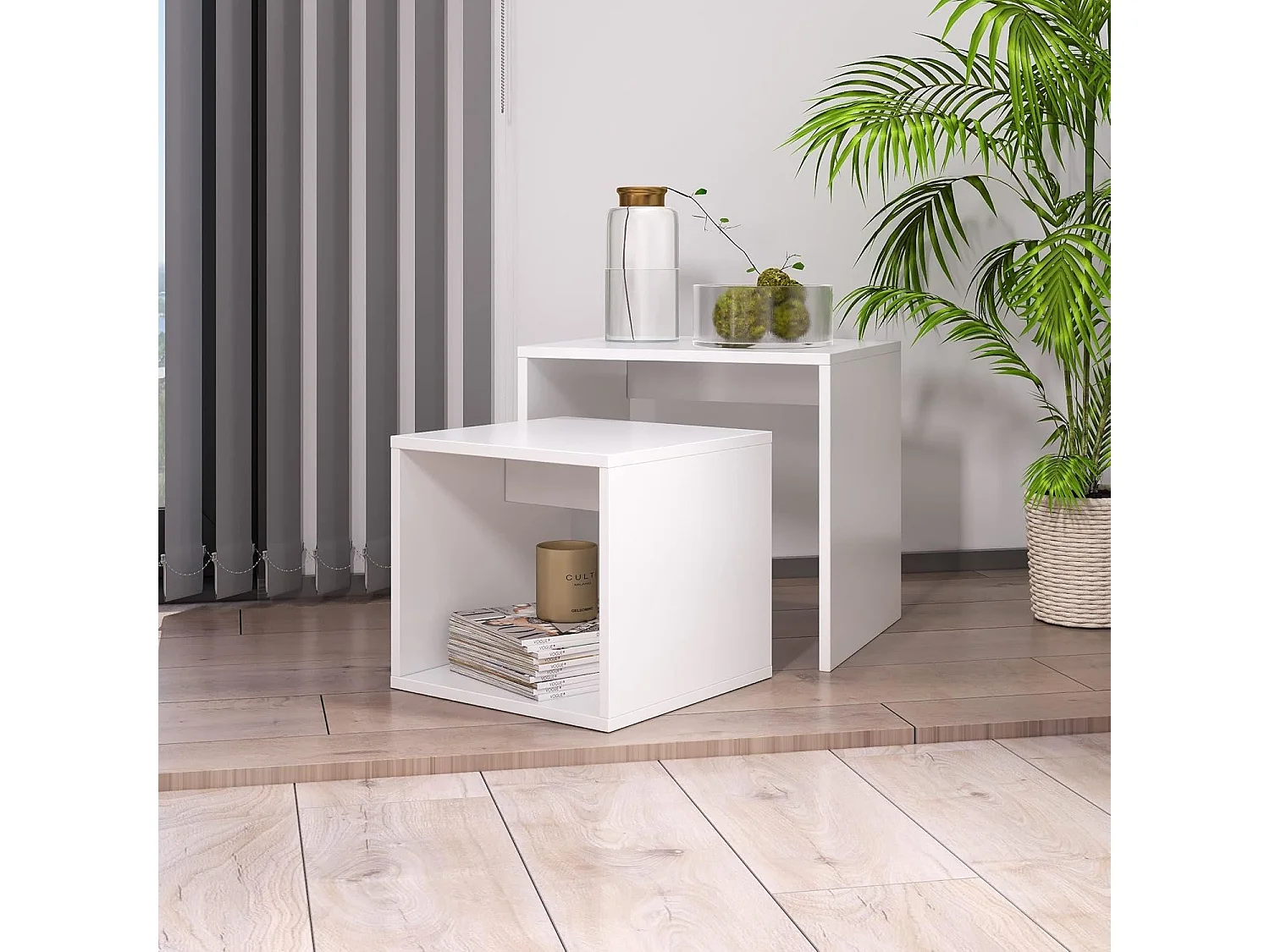 Stolik kawowy - płyta wiórowa - biały - BOLZANO 2X