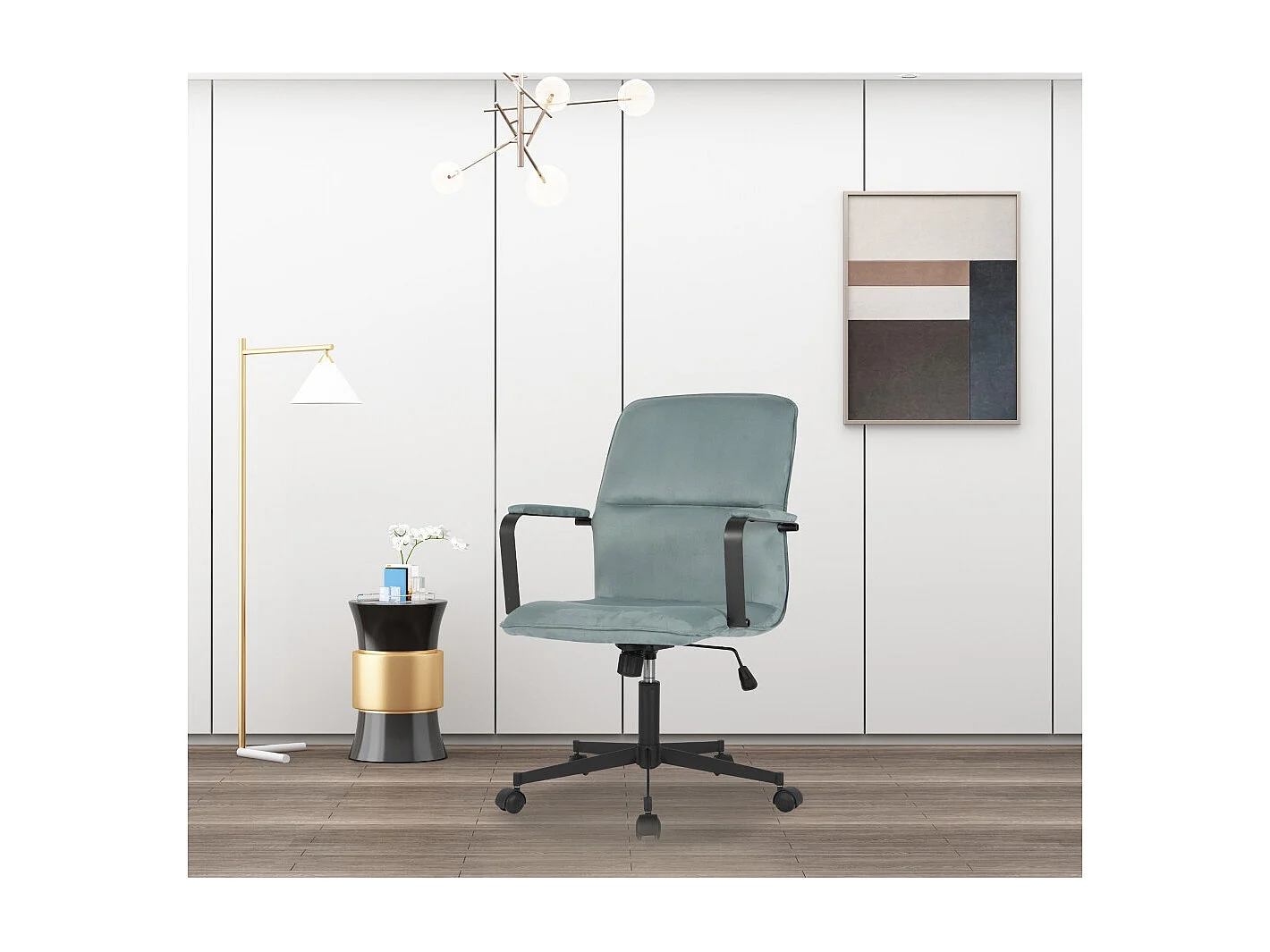 Bureaustoel - In hoogte verstelbaar en draaibaar - Suède - blauw - NICHOLS