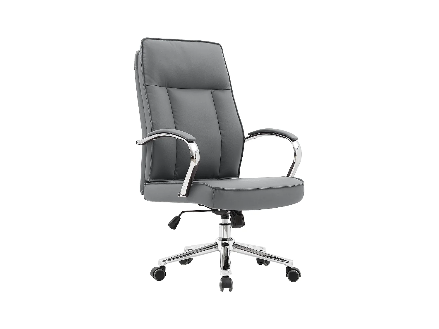 Chaise de bureau - Pivotante et réglable en hauteur - Cuir synthétique - Gris - NAHUM