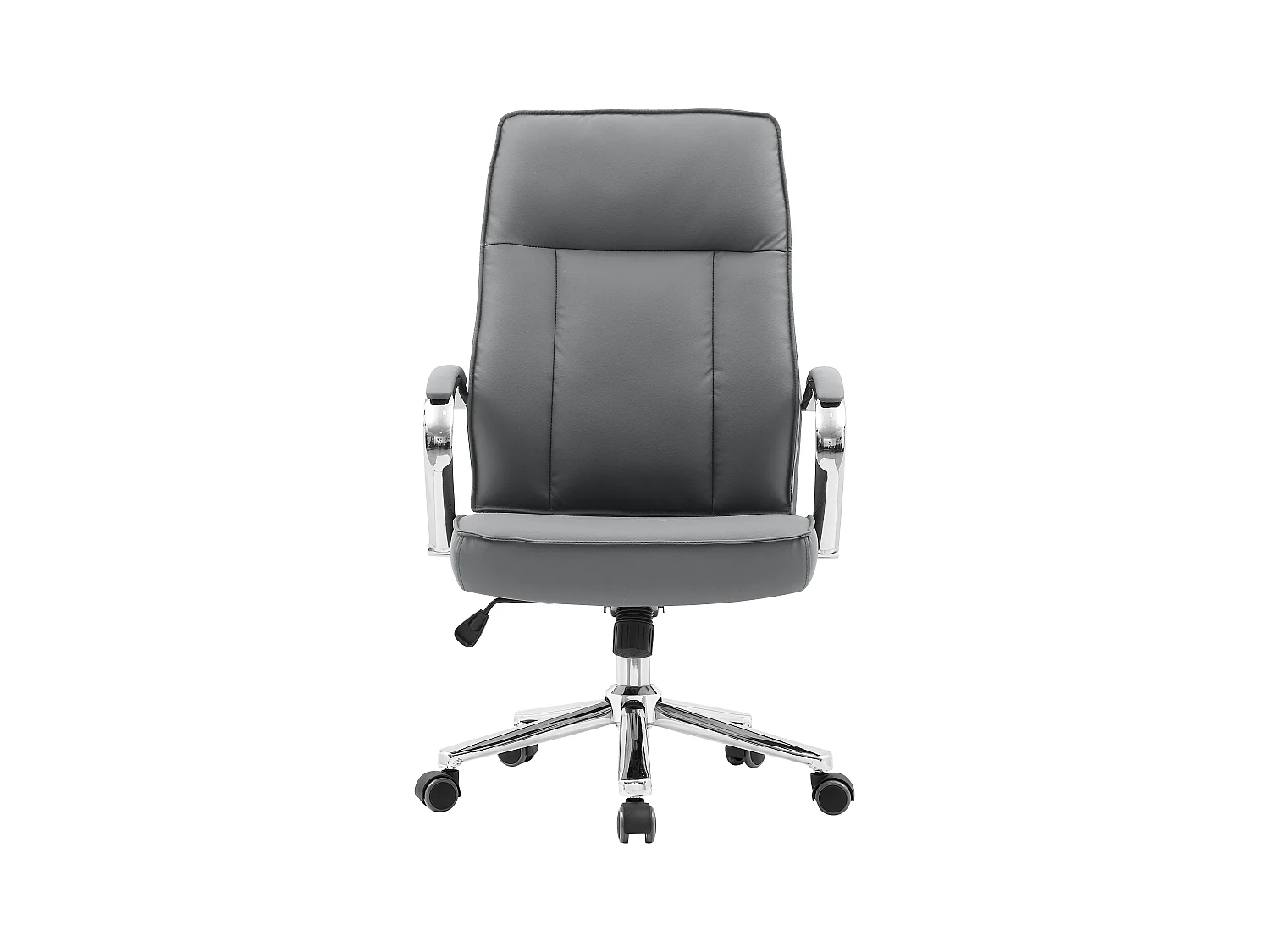 Chaise de bureau - Pivotante et réglable en hauteur - Cuir synthétique - Gris - NAHUM