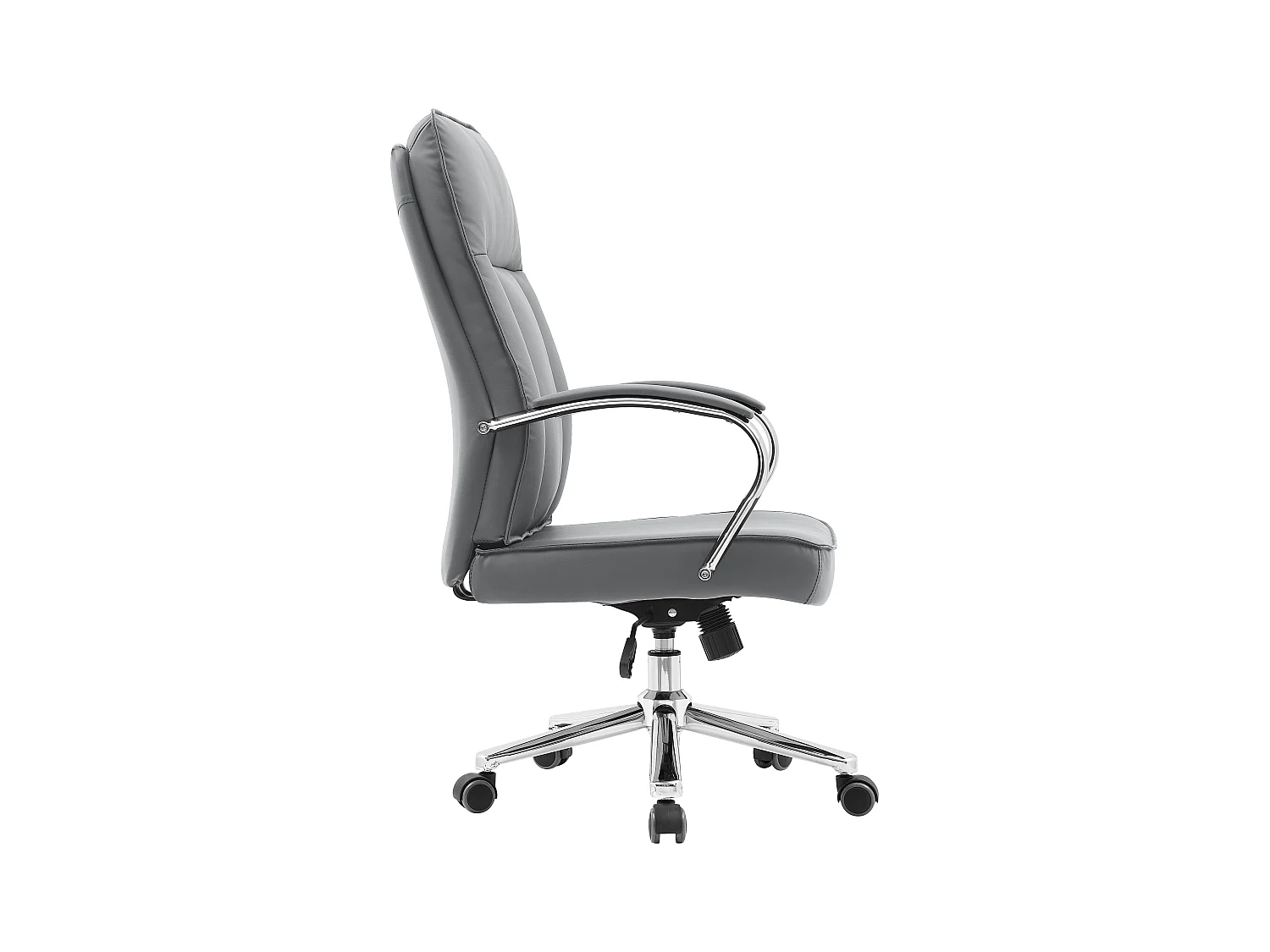 Chaise de bureau - Pivotante et réglable en hauteur - Cuir synthétique - Gris - NAHUM