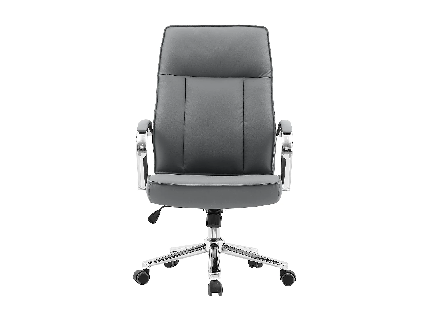 Chaise de bureau - Pivotante et réglable en hauteur - Cuir synthétique - Gris - NAHUM