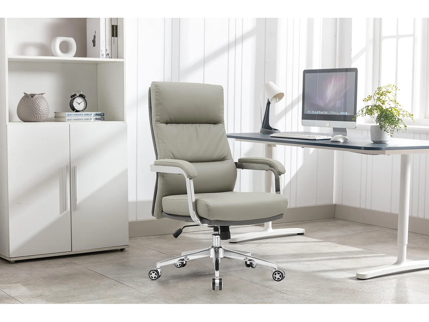 Bureaustoel - Draai- en hoogteverstelbaar - Kunstleder - Taupe - WESTER