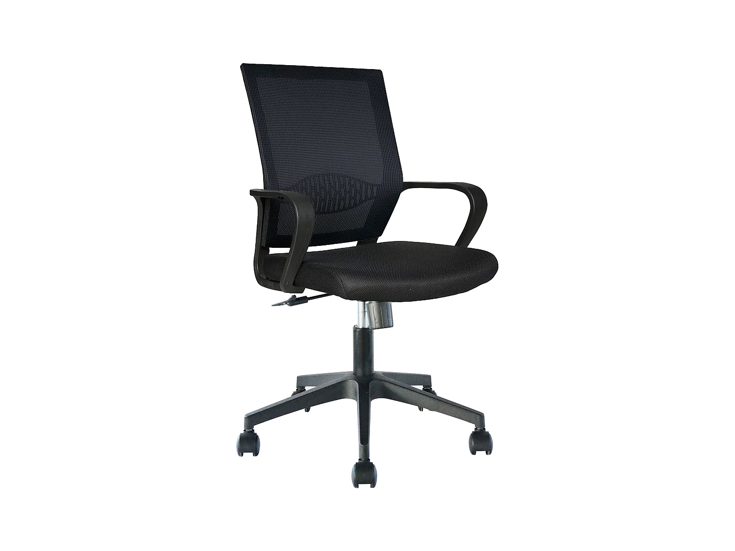 Chaise de bureau - Pivotante et réglable en hauteur - Tissu et résille - Noir - MUNDUS