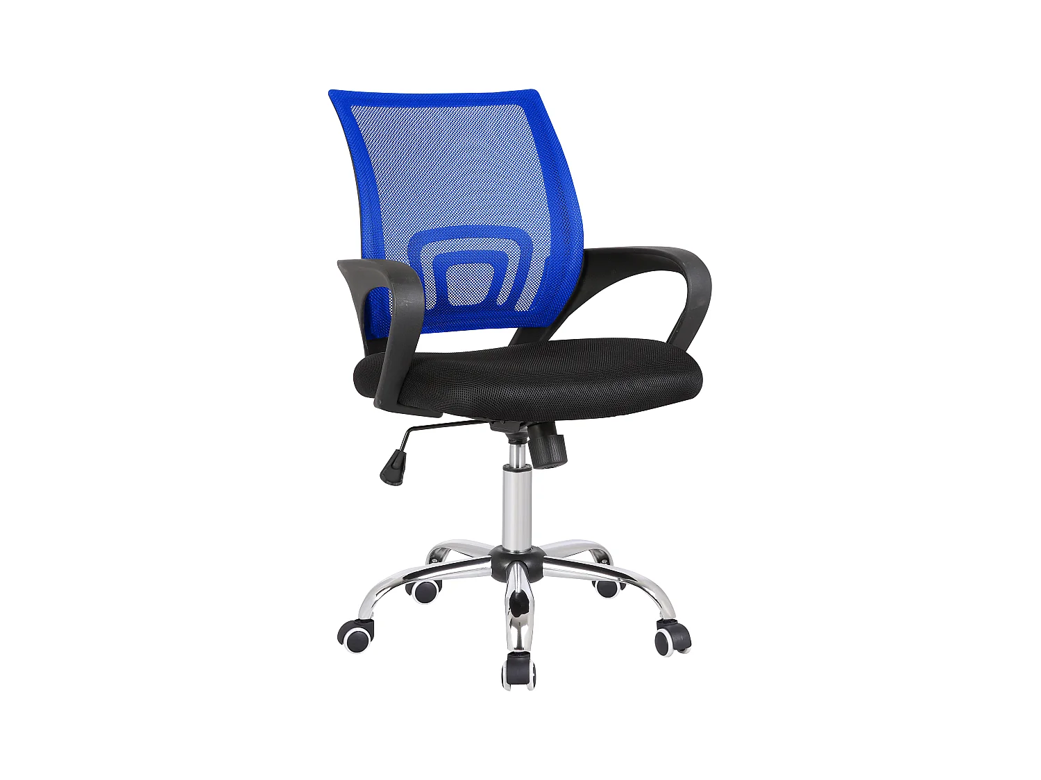 Chaise de bureau - Pivotante et réglable en hauteur - Tissu et résille - Bleu - KORUS