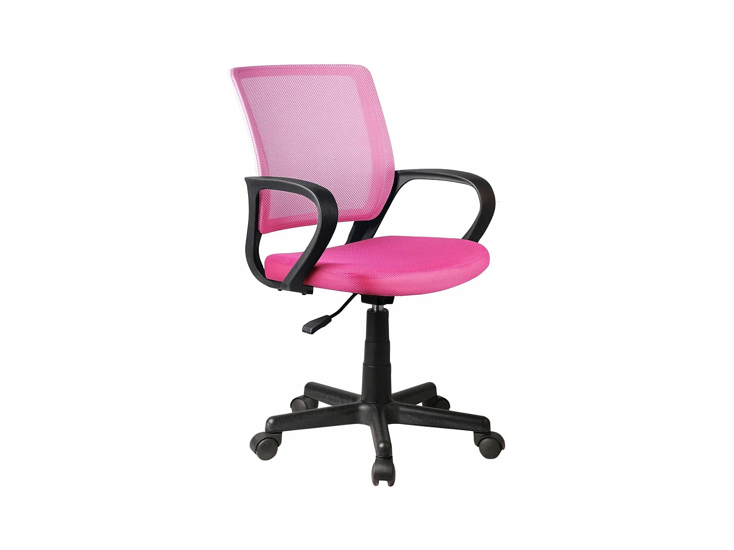 Chaise de bureau pour enfant - Pivotante et réglable en hauteur - Tissu et résille - Rose - HELENA