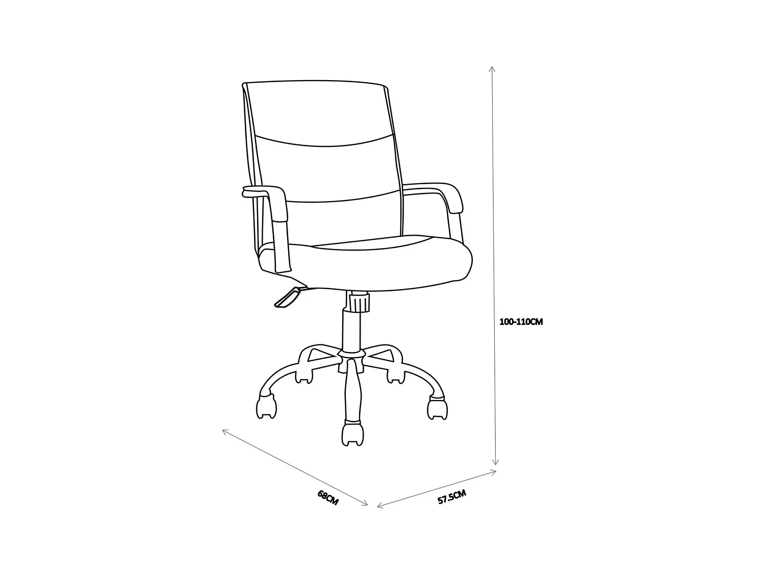 Chaise de bureau - Pivotante et réglable en hauteur - Tissu - Noir - KENT