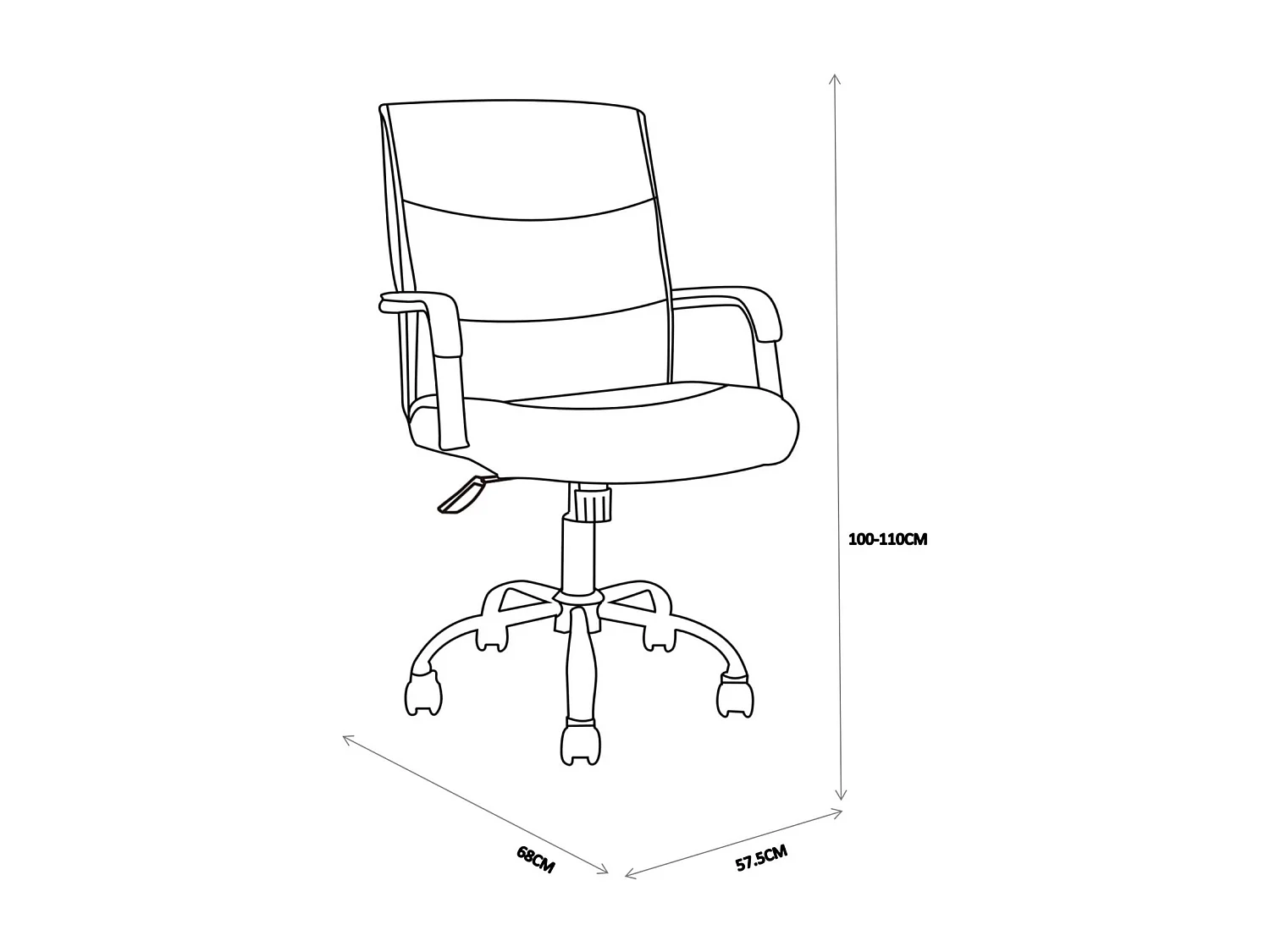 Chaise de bureau - Pivotante et réglable en hauteur - Tissu - Noir - KENT