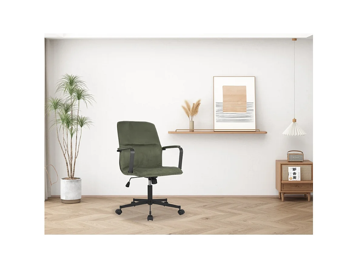 Chaise de bureau - Pivotante et réglable en hauteur - Daim - Vert - NICHOLS