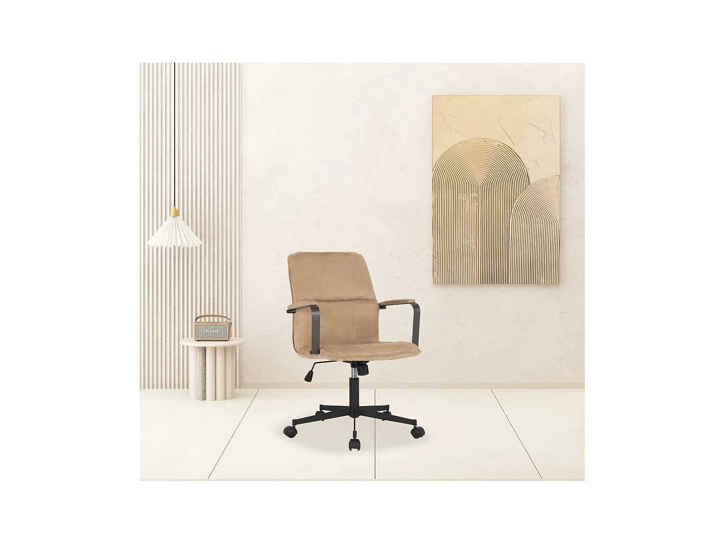 Chaise de bureau - Pivotante et réglable en hauteur - Daim - Marron clair - NICHOLS