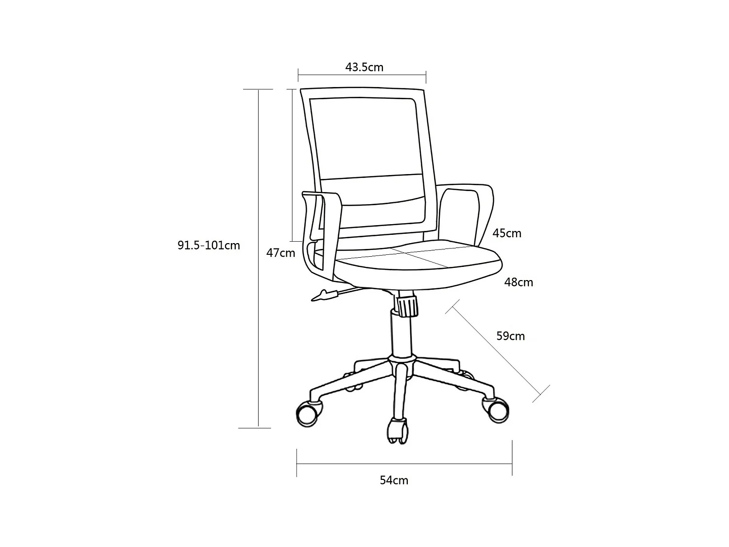 Chaise de bureau - Pivotante et réglable en hauteur - Tissu - Noir - LORIANA